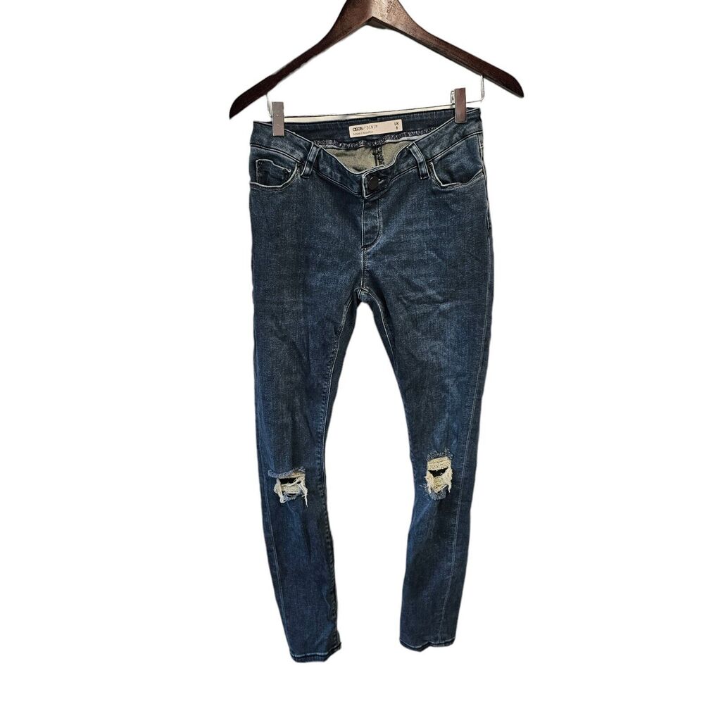 ASOS Jeans Skinny Size 4 Stretch Fit Distressed Busted Knee